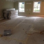 Wood subfloor in kitchen.