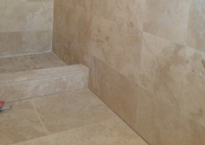 Bathroom floor, wall, and shower - Travertine