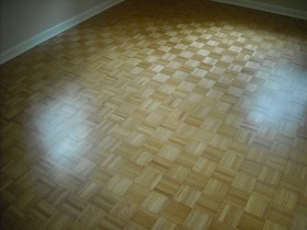 Parquet wood flooring.