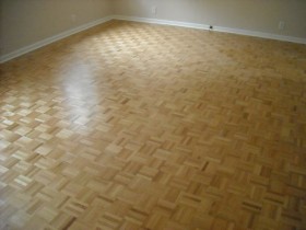 Refinished Parquet wood flooring.