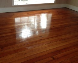 Refinished Heart Pine solid wood flooring.