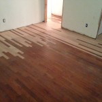 Old, solid Red Oak wood floors prior to refinishing