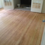 Sanded hardwood floors, ready for refinishing