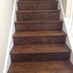 Sanded and Stained solid Red Oak wood stairs