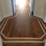 Refinished Red Oak wood floor with inlay - alternate view