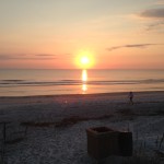 Sunset at Jacksonville Beach Florida at the end of the workday