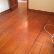 Antique solid Heart Pine wood flooring, prior to refinishing
