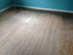 Old solid Red Oak wood flooring before refinishing