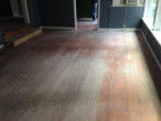 Old solid Red Oak wood flooring before refinishing
