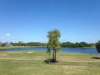 View of the lake at the Deerwood Country Club