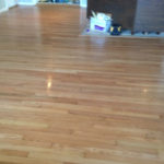 Old solid Red Oak wood floor after repair & refinishing