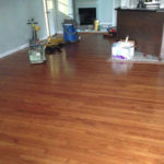 Old solid Red Oak wood floor before refinishing