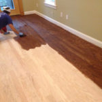 Red Oak wood floors being stained