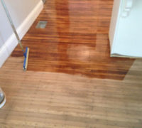 Old Quarter Sawn White Oak wood flooring during refinishing