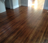 Old solid Heart Pine wood floor after refinishing