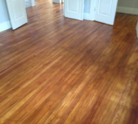 Old Solid Heart Pine wood floors in a home in Historic Springfield, after refinishing