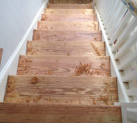 Stair treads need to be edged twice, scraped and palm sanded prior to coating