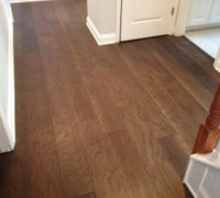 Engineered wide plank Hickory flooring installed