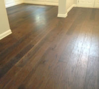 Engineered wide plank Hickory flooring installed