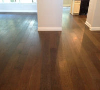 Engineered wide plank Hickory flooring installed