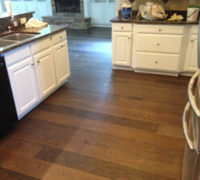 Engineered wide plank Hickory flooring installed