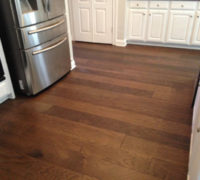 Engineered wide plank Hickory flooring installed