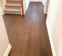 Engineered wide plank Hickory flooring installed