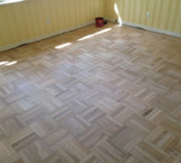 Re-sanded DIY refinished parquet wood