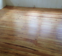 Solid Heart Pine wood floor after refinishing