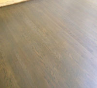 Stained and refinished - beachy look - old solid Red Oak wood flooring