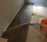 Wood look floor tile installation