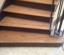 Preparing curved stairway treads for refinishing