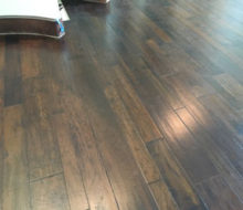 Variable width solid hickory wood flooring installed