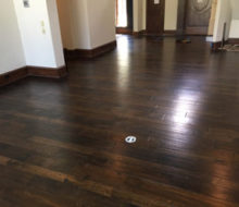 Variable width solid hickory wood flooring installed