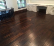 Variable width solid hickory wood flooring installed