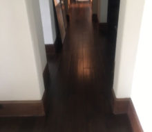 Variable width solid hickory wood flooring installed