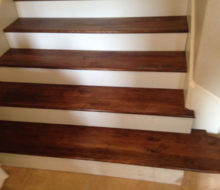 Fit check stained and finished Birch stair treads