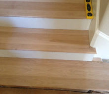 New birch stair treads fit tight with skirt