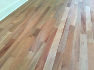 Pacific Madrone wood flooring installed