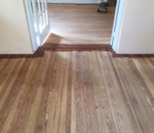 Old heart pine wood flooring after sanding