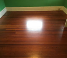 Old heart pine wood flooring before refinishing