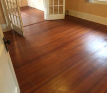 Old heart pine wood flooring before refinishing