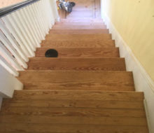 Sanded and hand scraped old heart pine stair treads