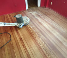 Sanding old heart pine wood flooring