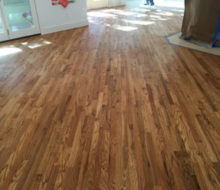 Stained and finished red oak wood flooring