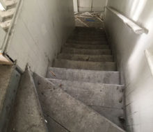 Old wooden stair treads before sanding