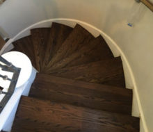 Sanded, stained, and refinished stair treads