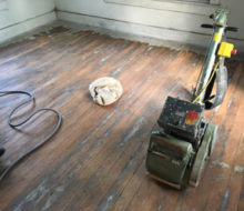 Sanding old heart pine wood flooring