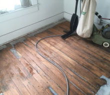 Sanding old heart pine wood flooring