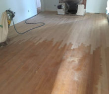 Weave-in repair of red oak wood flooring in project home